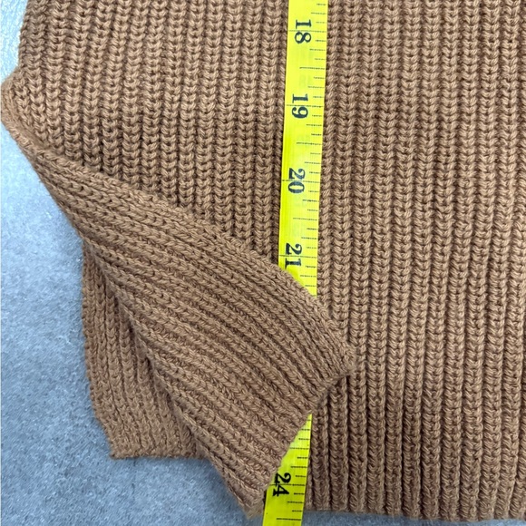 Everlane Women's Camel Ribbed Organic Cotton Side Slits Sweater - Picture 5 of 6